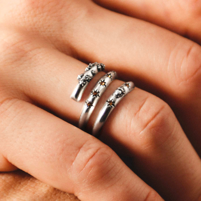 Bague Spiralée à Strass Argent
