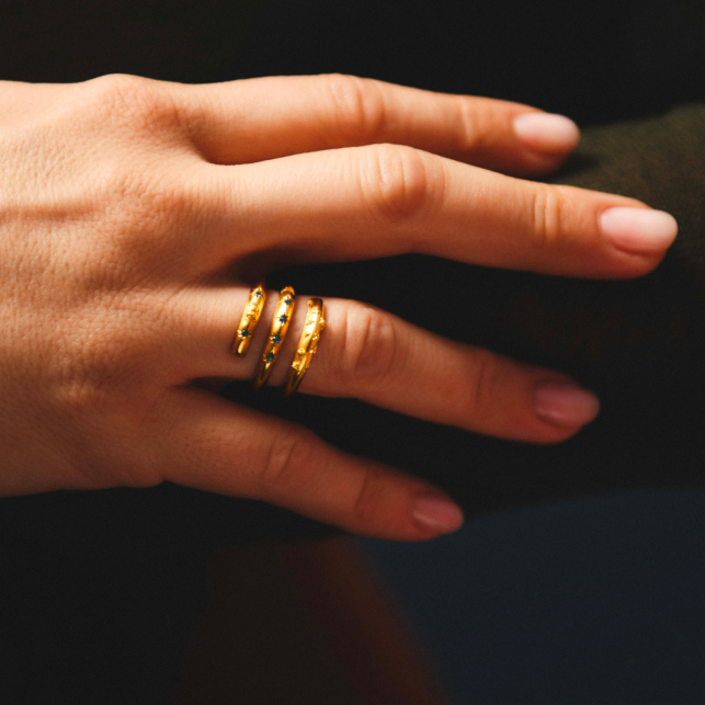 Bague Spiralée à Strass Or