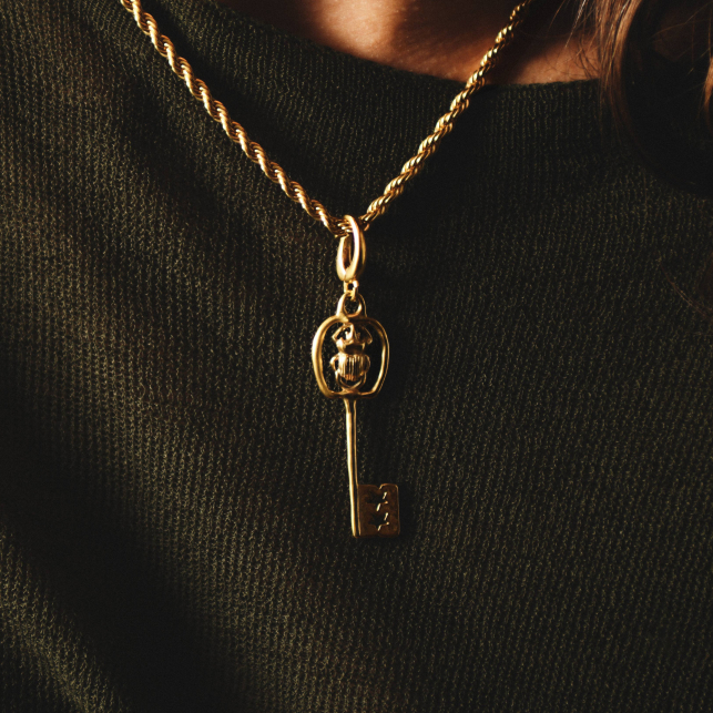 Removable Gold Key Pendant