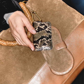 Ash Python and Taupe Thick Suede Pedro Charms