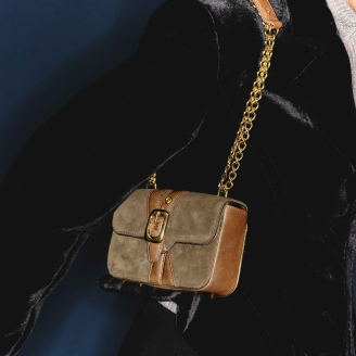 Sac Mini Ava Veau Velours Taupe