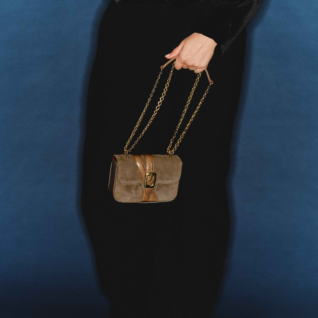 Taupe Thick Sued Mini Ava Bag