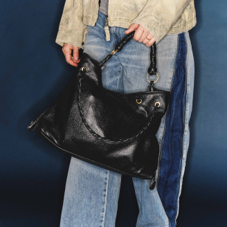 Black Leather Denise Bag