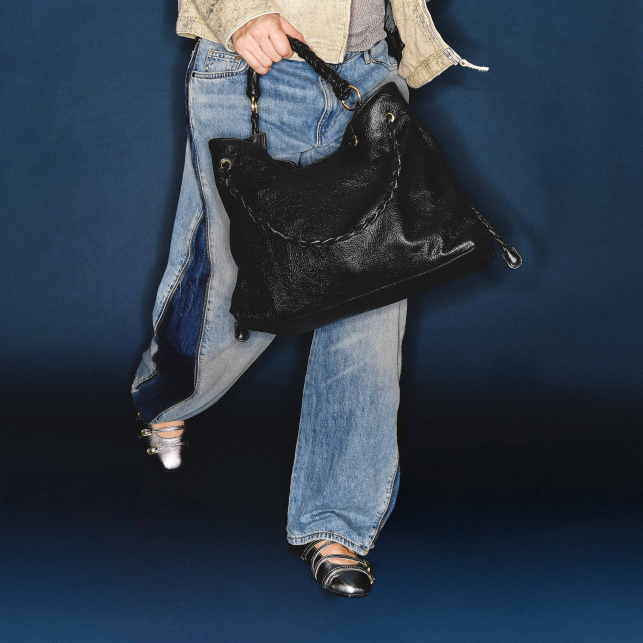Black Leather Denise Bag