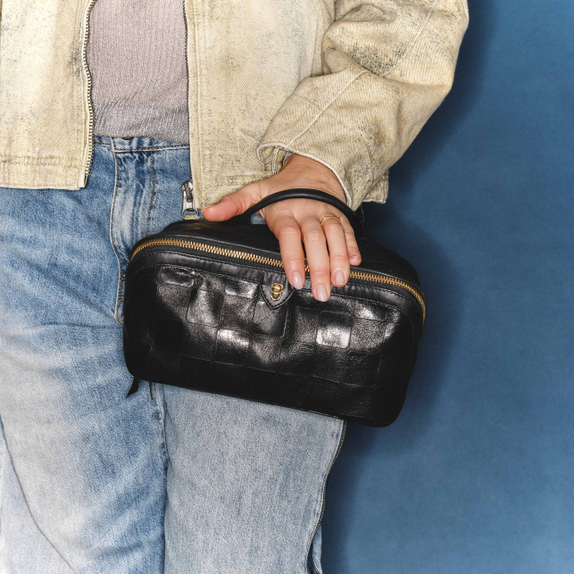 Trousse Charlotte Cuir Embossé Check