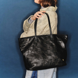 Cabas Marny Cuir Embossé Check