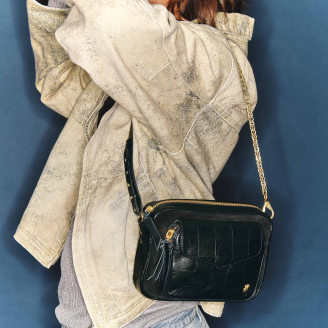 Check Embossed Leather Charly Bag