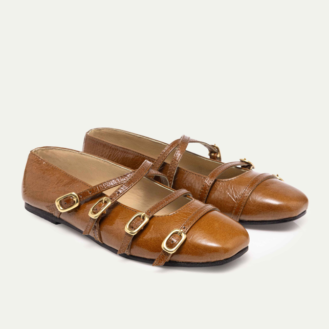Adele Ballerinas Glossy Siena Leather