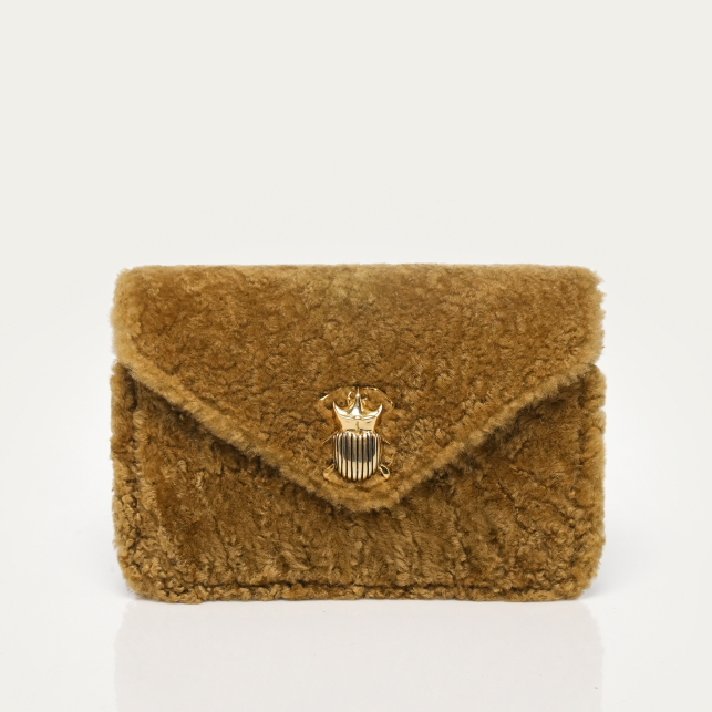 Siena Shearling Card Holder Alex Gold Beatle