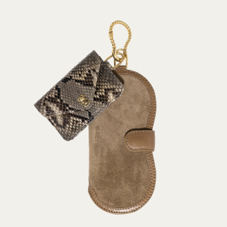 Ash Python and Taupe Thick Suede Pedro Charms