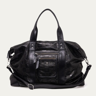 Check Roger L Embossed Leather Weekender