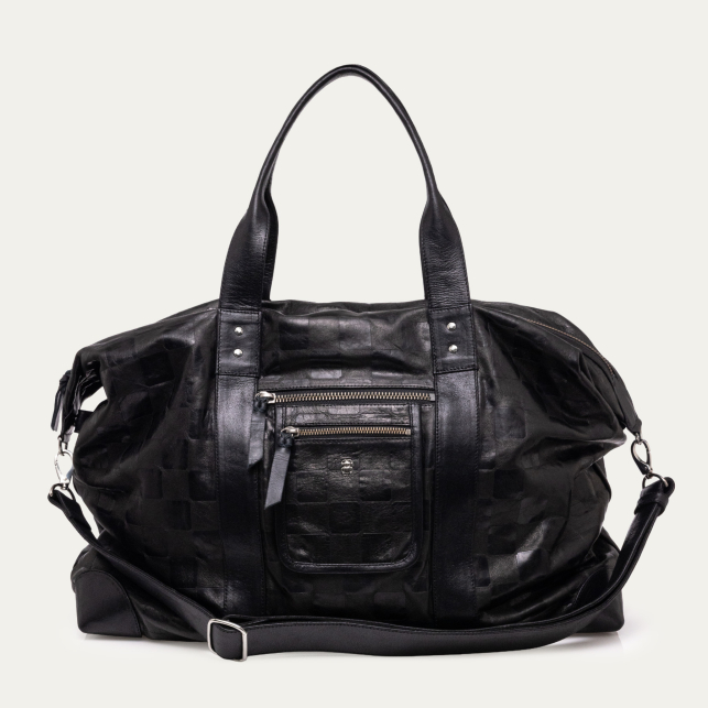 Check Roger L Embossed Leather Weekender