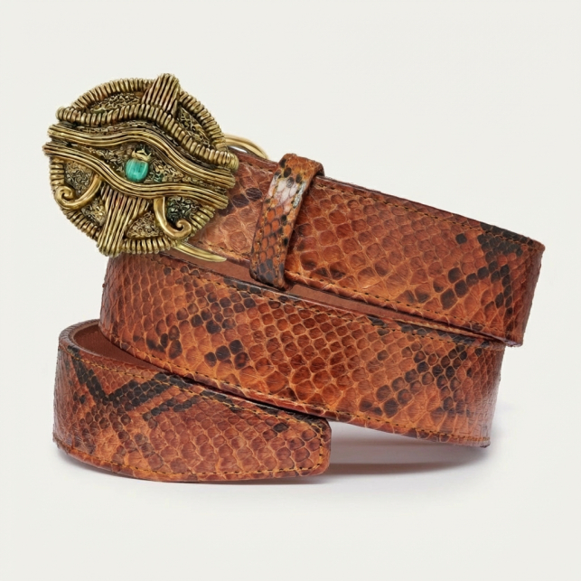 Ceinture Python Moka Oeil Oudjat Or