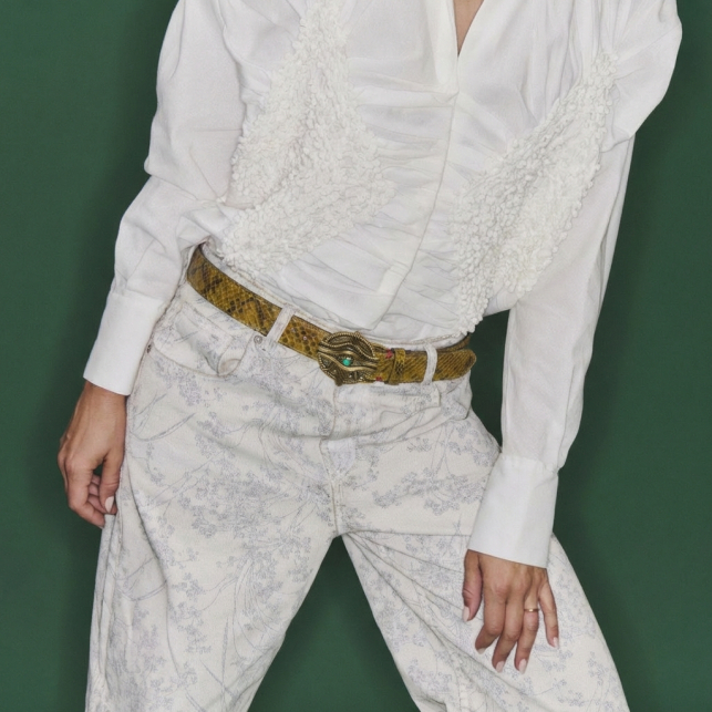 Ceinture Python Kaki Oeil Oudjat Or