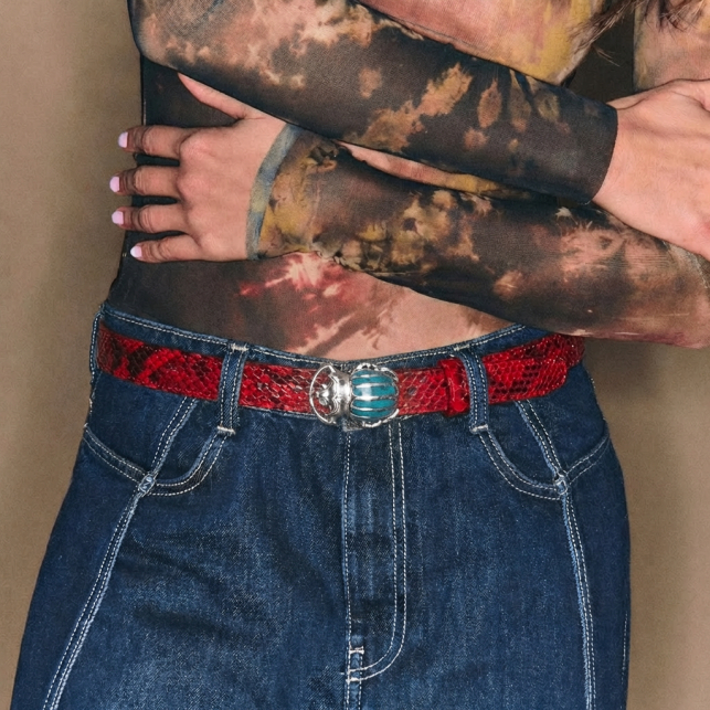 Ruby Python Silver Turquoise Beetle Baby Belt