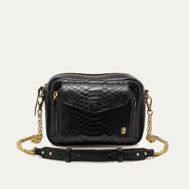 Gold Chain Black Python Charly Bag