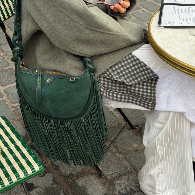 Sac Mini Chris Veau Velours Vert Forêt x Olivia TPS