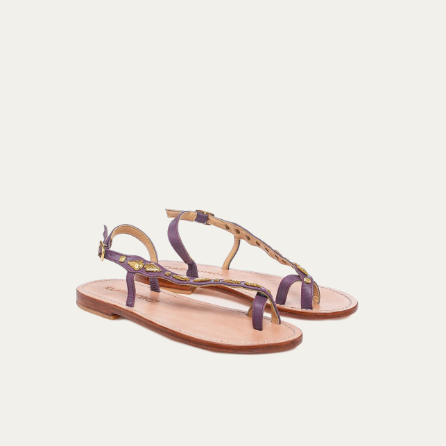 Lavender Leather Suzette Sandals