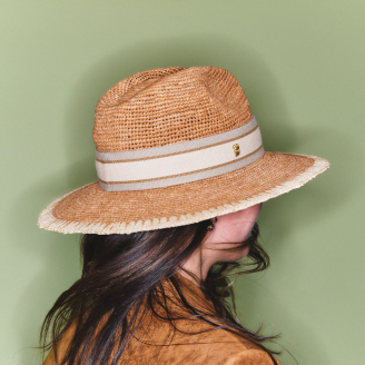 Off White Raffia Fedora Hat