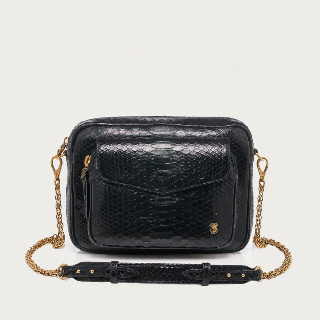 Python Bag Big Charly Black Gold Chain