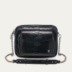 Sac Python Big Charly Noir Chaîne Argent