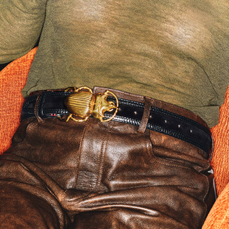 Black Thick Suede Belt