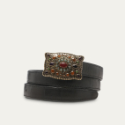 Baby Ceinture Cuir Embossé Check Écu Or