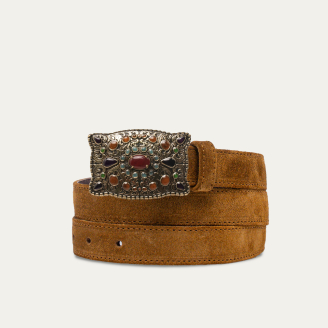 Tobacco Thick Suede Shield Baby Belt