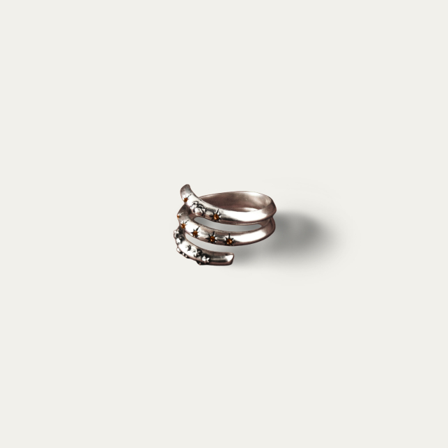 Bague Spiralée à Strass Argent