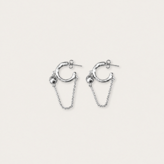 Boucles d'oreilles Créoles à Chaîne Argent
