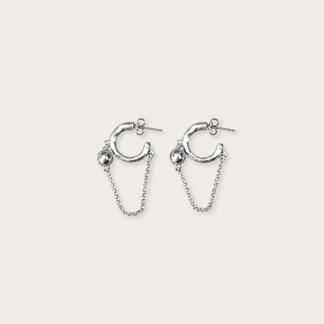 Boucles d'oreilles Créoles à Chaîne Argent