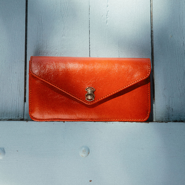 Portefeuille Alex Long Cuir Coquelicot