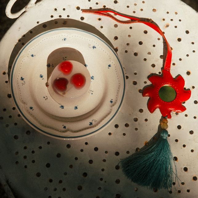Grigri Cuir Soleil et Coquelicot