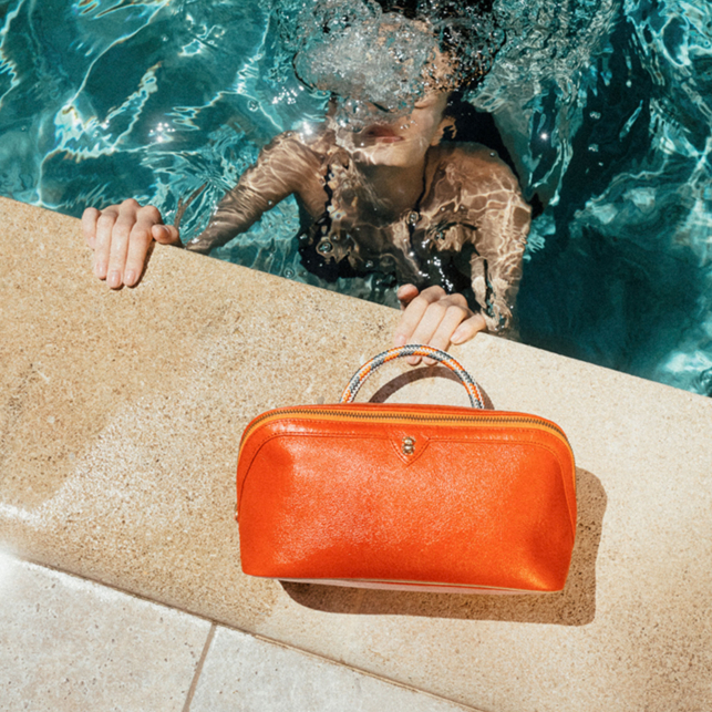 Trousse Charlotte Cuir Coquelicot