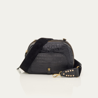 Sac Cuir Embosse Croco Clara Noir
