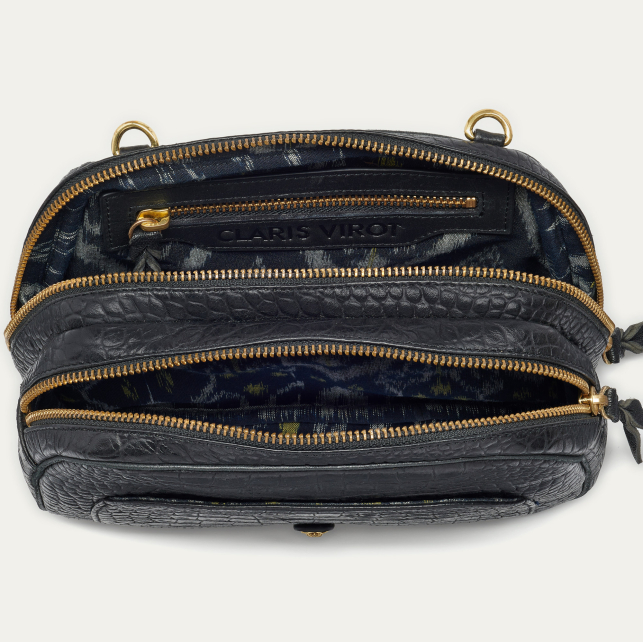 Sac Cuir Embosse Croco Clara Noir