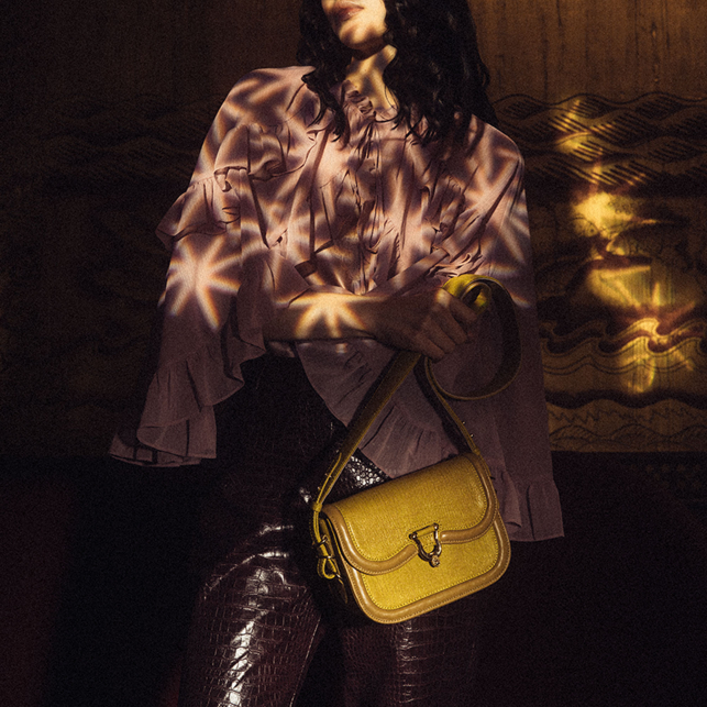 Sulfur Yellow Leather Mini Manon Bag