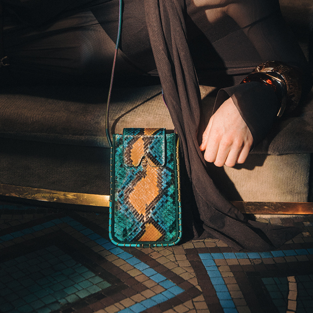Etui à lunettes Emile Python Lotus Bleu