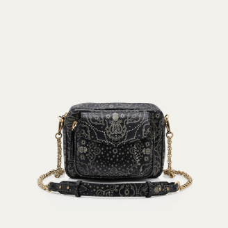 Sac Cuir Charly Noir Nappa Imprime Bandana