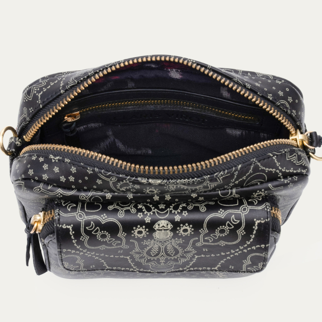 Sac Cuir Charly Noir Nappa Imprime Bandana