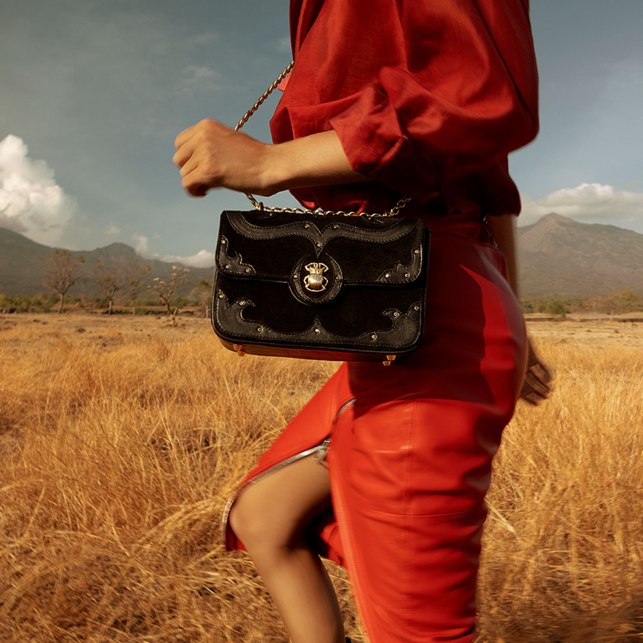 Black Patchwork Leathers Ava Medium