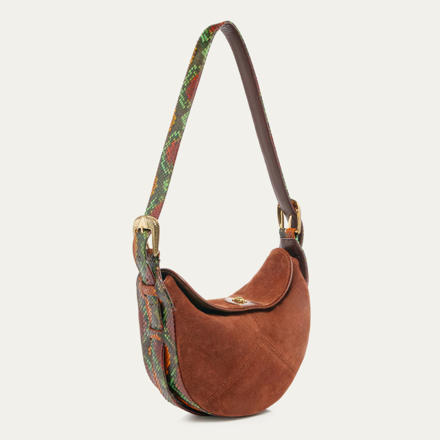 Estelle Cognac Oasis Calfskin Suede & Python Bag