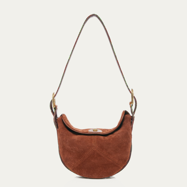Estelle Cognac Oasis Calfskin Suede & Python Bag