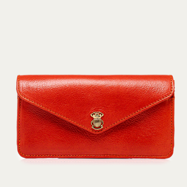 Long Alex Wallet Leather Coquelicot