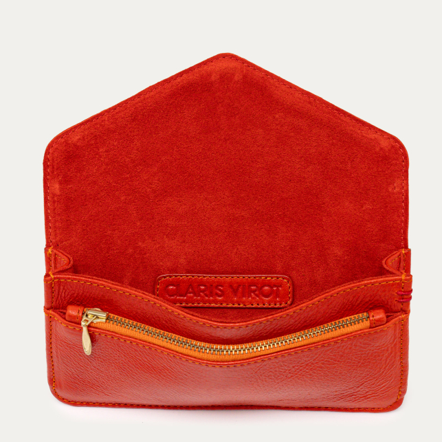 Long Alex Wallet Leather Coquelicot