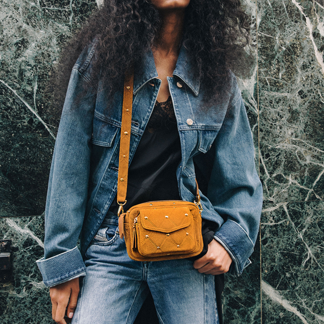 Studded Amber Leather Baby Charly Bag