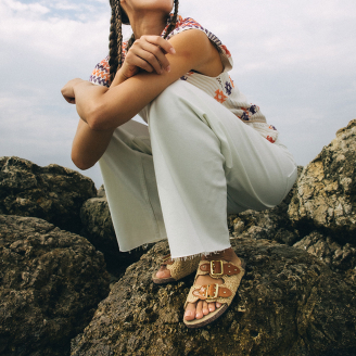 Raffia Fabric Odette Sandals