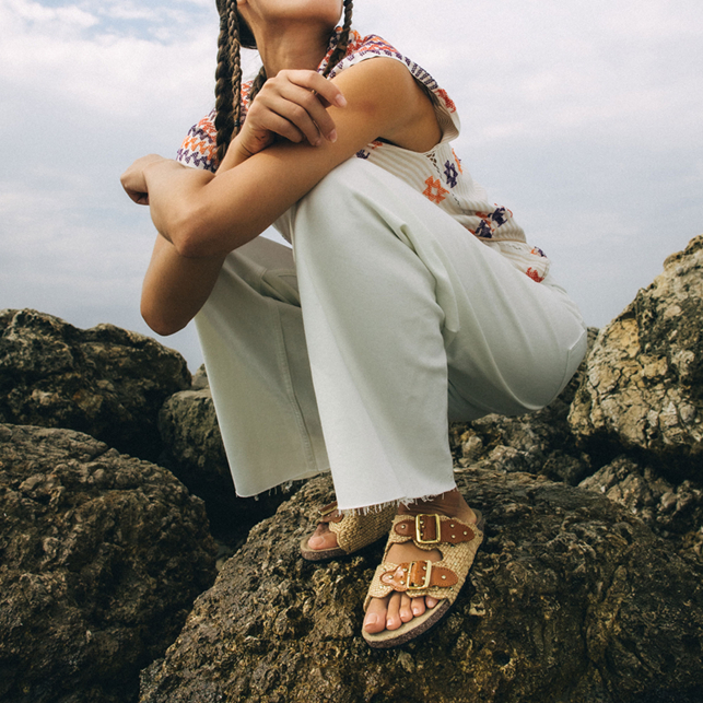 Raffia Fabric Odette Sandals