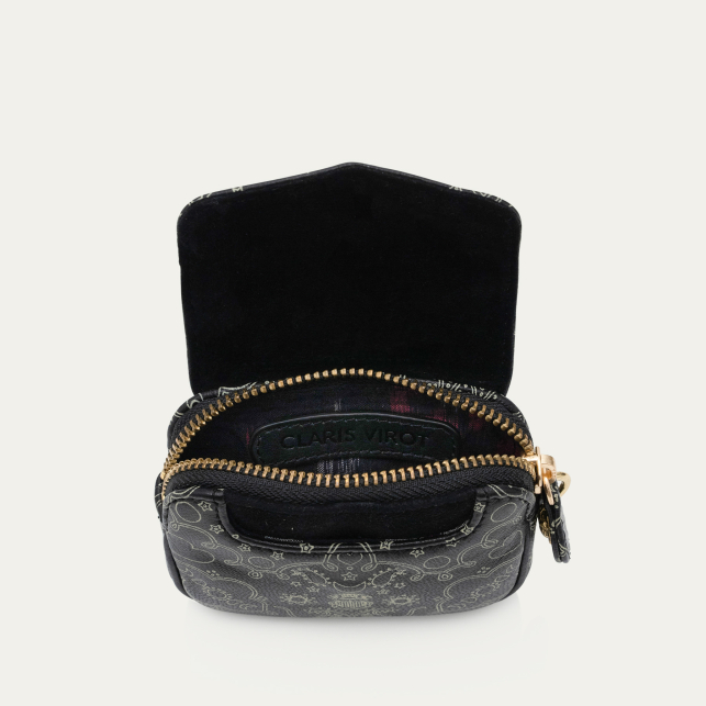 Porte-Monnaie Cuir Karl Nappa Noir Imprime Bandana
