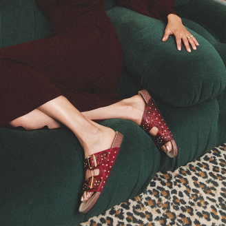 Python Suede Burgundy Odette Sandals